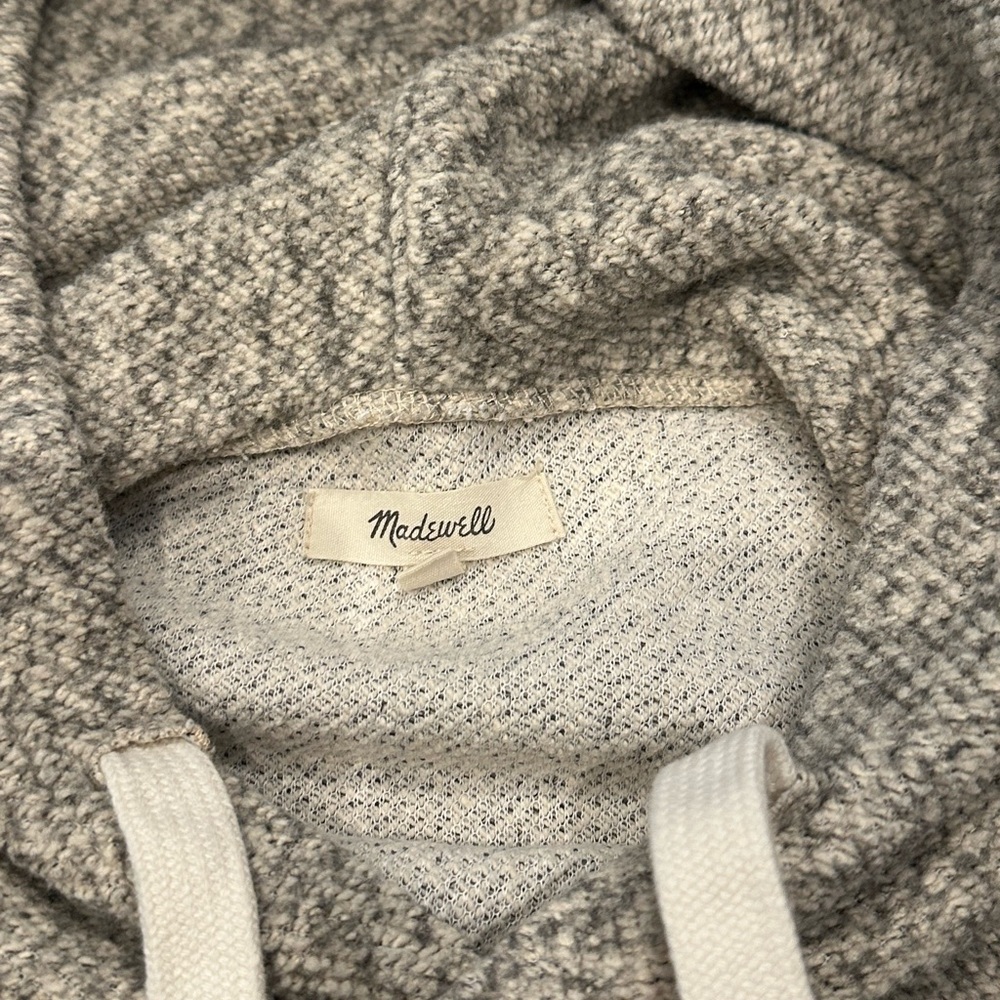Madewell Quilted Sleeve Ivory Gray Hoodie Sweatshirt - Picture 2 of 14